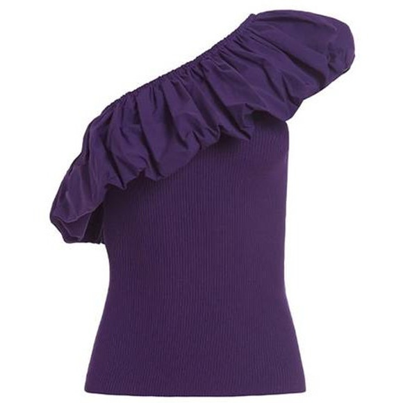 Marie Oliver Lucy One Shoulder Top Petunia Purple 1L10-196S Medium M Ruffle NEW - Picture 7 of 9